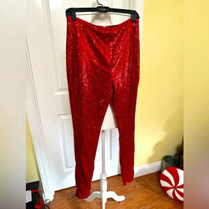 Forever 21 Red Sequin Ankle Pants
